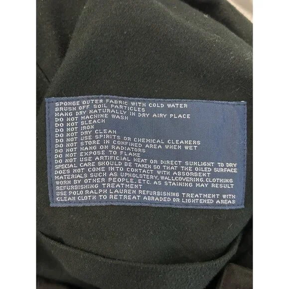 Vintage Polo Ralph Lauren Mens XL Waxed Oilcloth Leather Field Jacket Black - Picture 8 of 15